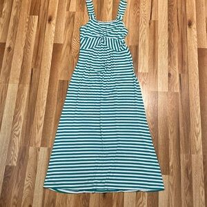 Summer tank top dress, green and white stripes, soft and stretchy unbranded
